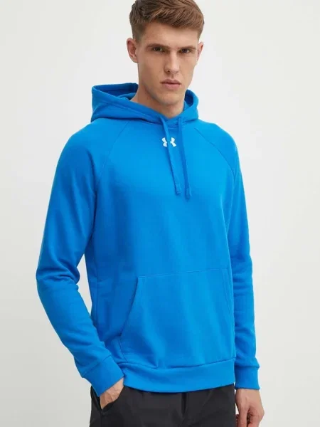Суичър с качулка Under Armour с качулка синьо