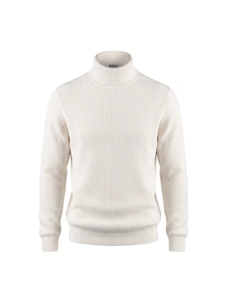 Lniany sweter z golfem Sebago biały