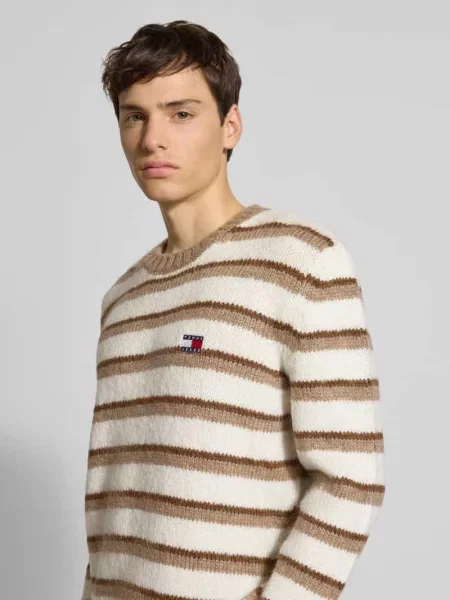 Sweter o kroju regular fit z dzianiny z dodatkiem wełny z alpaki Tommy Hilfiger beżowy