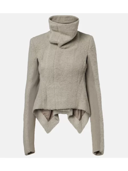 Geacă Rick Owens de lână asimetrică gri