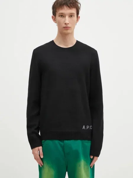 A.P.C. pulover de lana Pull Edward barbati negru