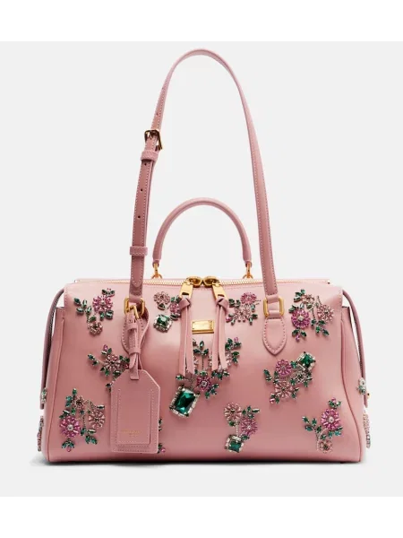 Usnjena velik usnjena torbica Dolce&gabbana roza