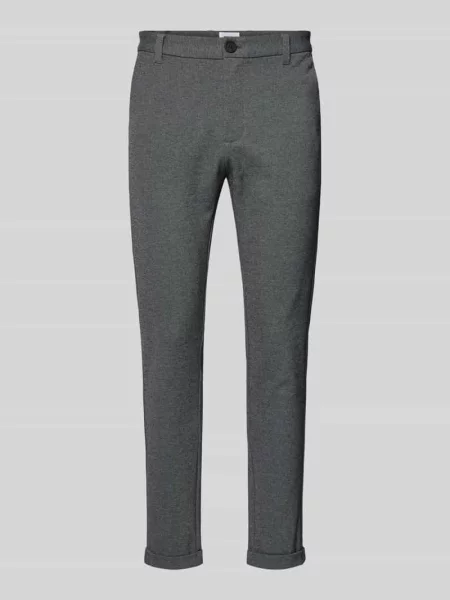 Spodnie materiałowe w kroju slim fit o skróconym fasonie Lindbergh szare