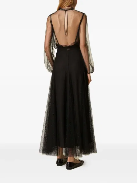 Fusta maxi Twinset cu buline din tul negru