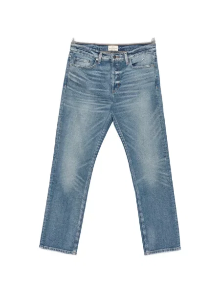 Blugi drepți Antik Denim zdrențuiți albastru