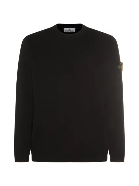 Pulover Stone Island cu decolteu rotund cu strasuri negru