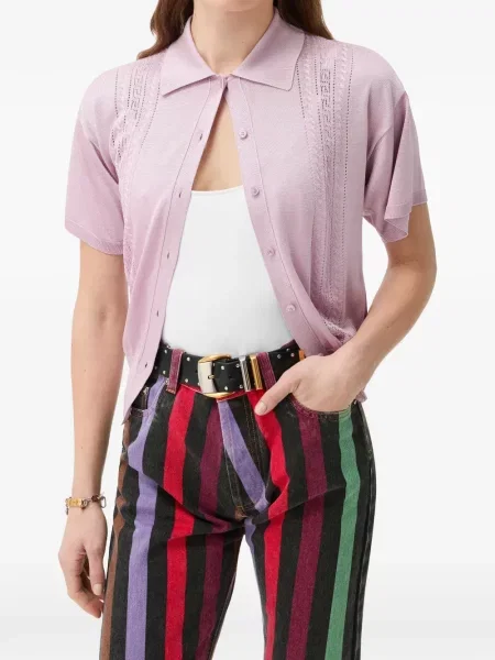Tricou polo Versace tricotate roz