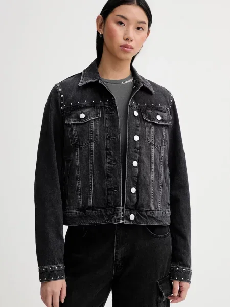 Tommy Jeans geacă jeans de tranziție negru