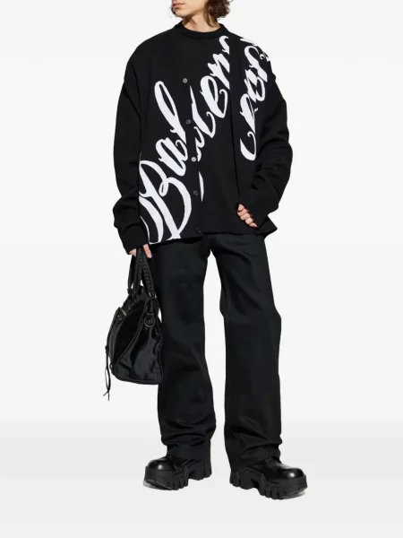 Džemper Balenciaga s autogramom crna