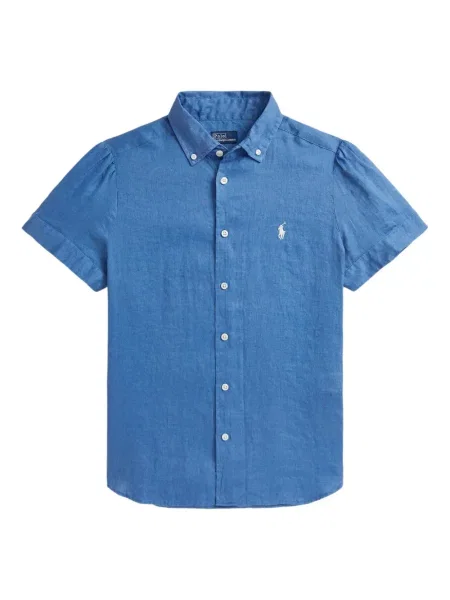 Tricou Polo Ralph Lauren din piele cu broderie în carouri maro