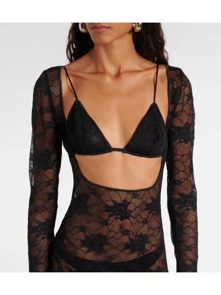 Rochie maxi Oseree din dantelă de costum negru