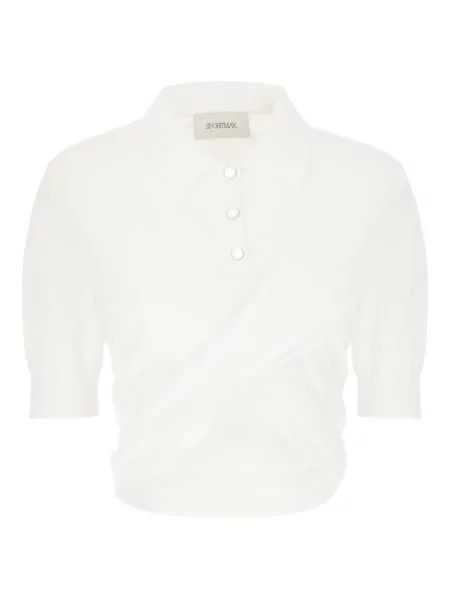 Polo Sportmax din jerseu alb