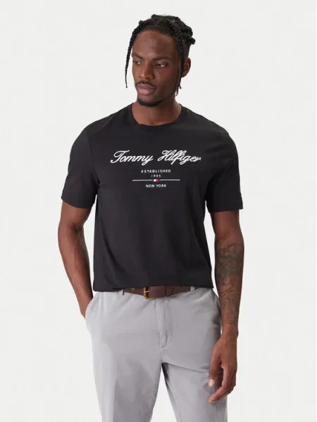 Tommy Hilfiger Póló Script Logo fekete