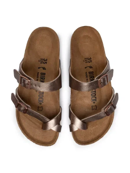 Klapki Birkenstock skórzane brązowe