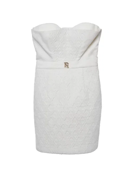 Matlasat rochie mini Elisabetta Franchi fără bretele alb