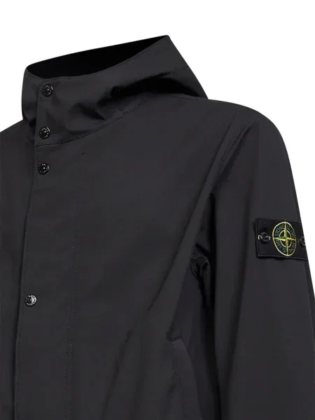 Geacă Stone Island cu glugă cu strasuri negru