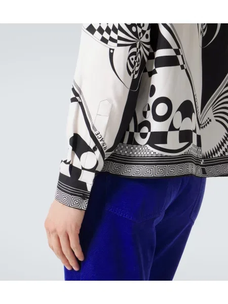 Cămașă Versace de mătase cu imagine negru
