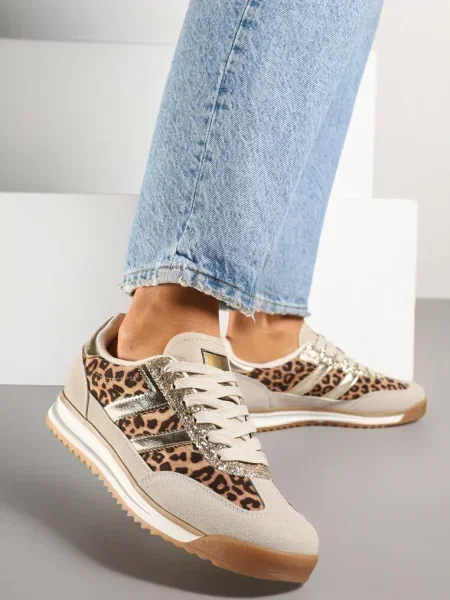 Panterkowe Sneakersy z Geometrycznym Wzorem w Panterkę Eravania