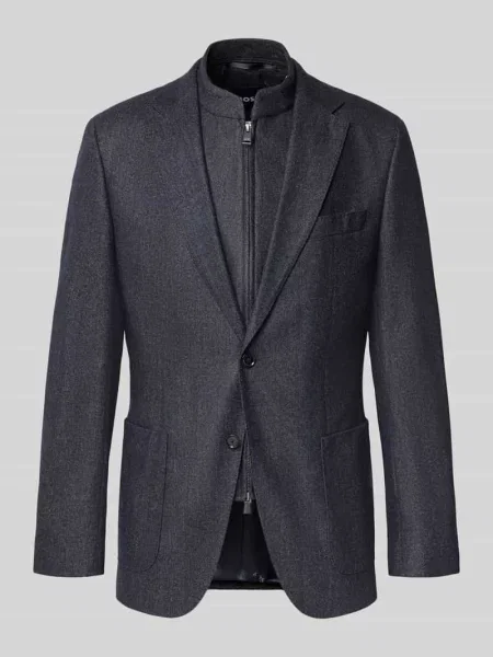 Marynarka o kroju slim fit z mieszanki wełny z dodatkiem kaszmiru model H-Hutson' Boss granatowa