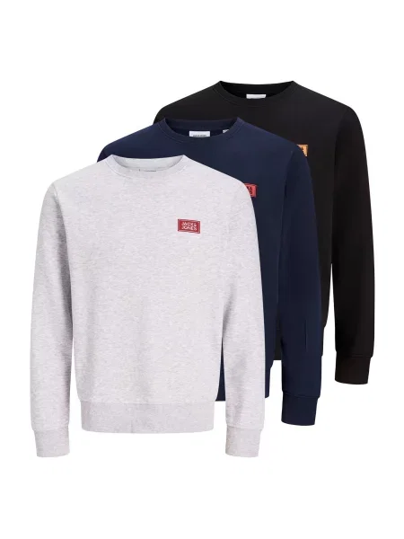 JACK & JONES Mikina JJRush námořnická modř / šedý melír černá