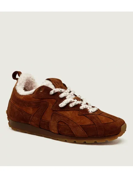 INUIKII Căptușite sneakers Maribella | shearling | piele întoarsă maro