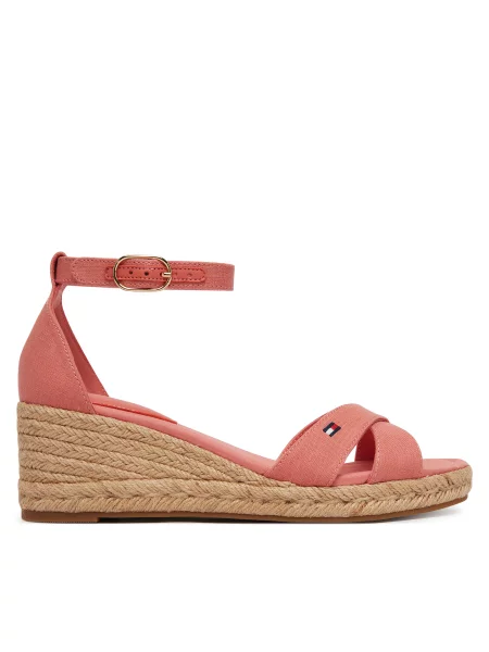 Espadrile Tommy Hilfiger Hemp Crossover Strap Wedge Espadrilles roza