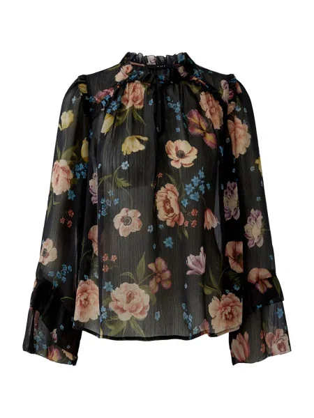 OUI Bluză azur / oliv / roz pal negru