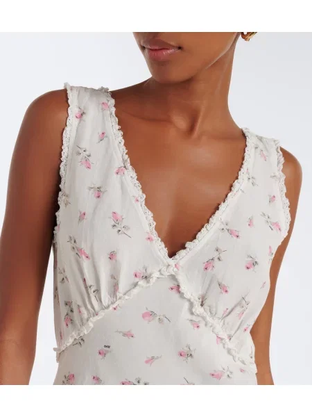 Rochie midi Rixo cu model floral alb
