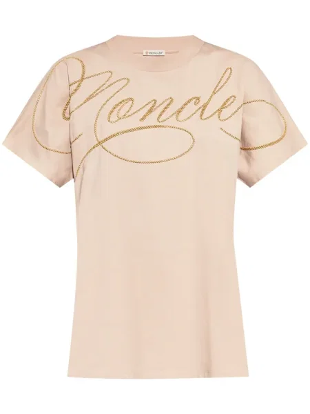 Tricou Moncler cu broderie roz