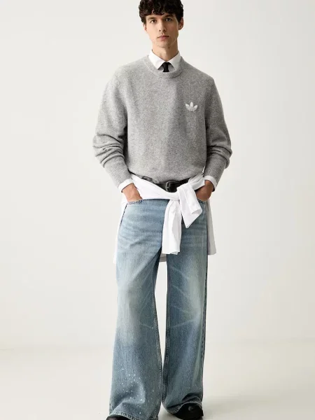 Adidas Originals pulover za muškarce s vunom Trefoil Essentials siva