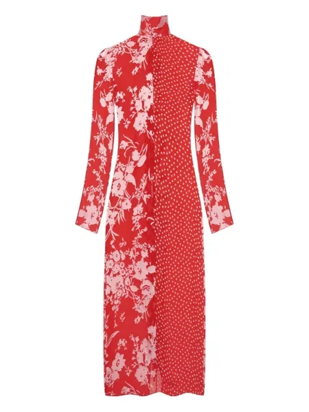 Rochie maxi Marine Serre cu model floral cu imagine de costum roșu
