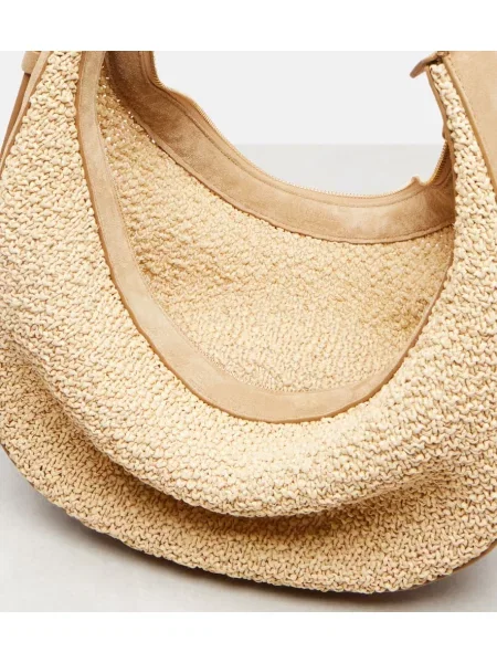 Geanta crossbody Khaite din piele de căprioară bej
