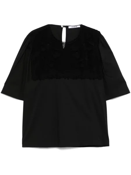 Top Vivetta cu broderie negru