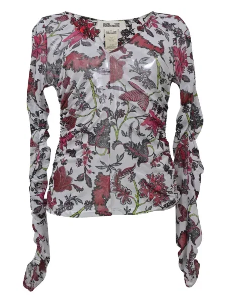 Top Dvf Diane Von Furstenberg cu model floral cu imagine alb