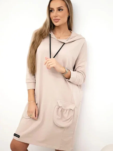 Bluza z kapturem Kesi z kapturem garniturowa beżowa