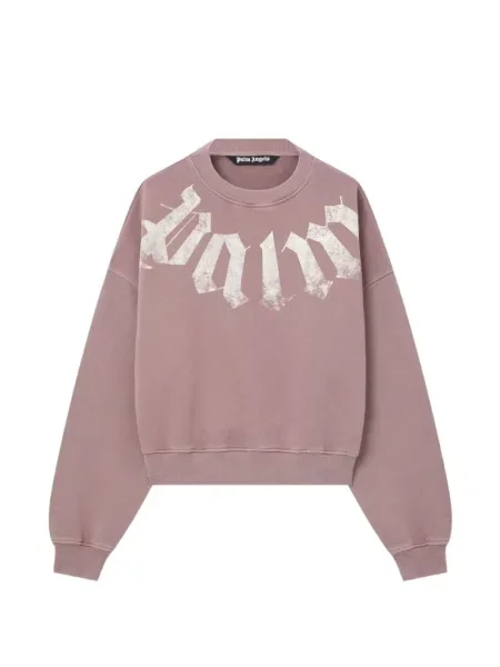 Hanorac crewneck Palm Angels cu imagine cu decolteu rotund roz