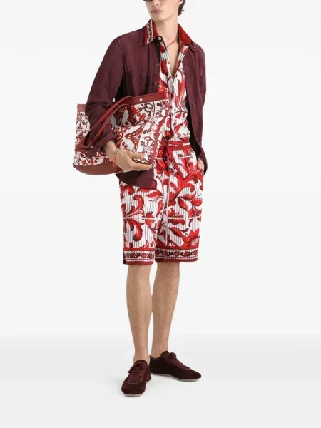 Ριγέ πουκάμισο Dolce & Gabbana με σχέδιο ραβδωτό μεταξωτό ύφασμα κόκκινο