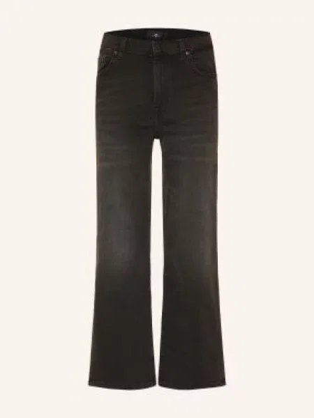 7 For All Mankind Jeansy Cropped Alexa O Prostym Kroju schwarz