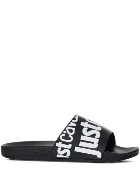 Papuci Just Cavalli cu imagine negru
