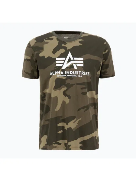 Alpha Industries férfi Basic Camo oliva színű terepmintás póló Basic Camo zöld