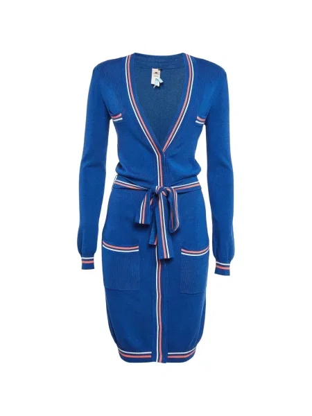 Cu centură cardigan Elisabetta Franchi tricotate albastru