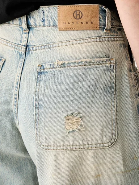Haveone дънки straight дамски синьо