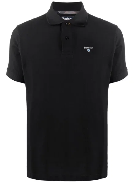Tricou polo Barbour cu broderie negru