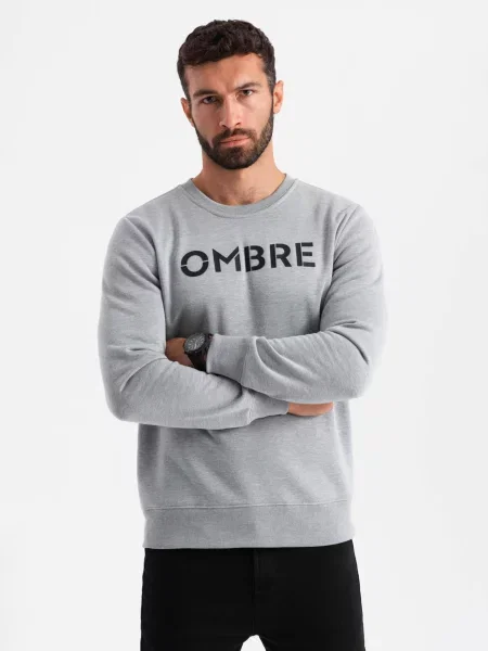 Klasická mikina Ombre so slieňovým vzorom sivá