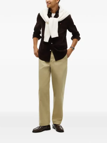Cămașă Tommy Hilfiger de catifea cord maro