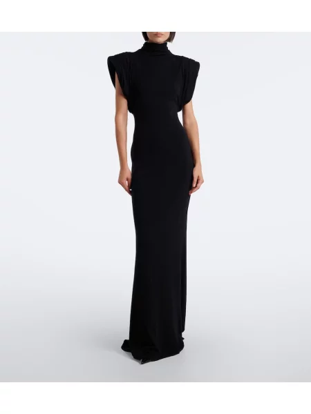 Rochie Mugler de lână drapată negru