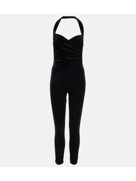 Salopetă Norma Kamali de catifea negru