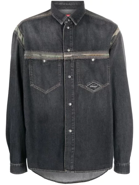 Maskáčová košile Diesel s potiskem černá