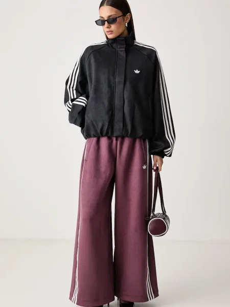 Велурен суичър с цип Adidas Originals сиво