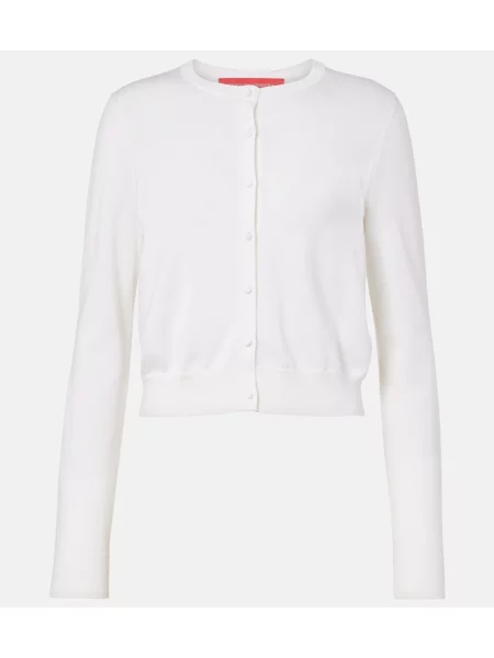 Decupat cardigan Carolina Herrera de mătase alb